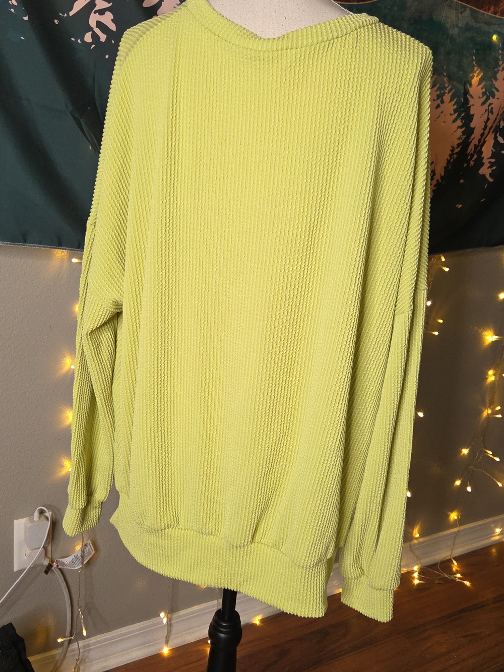 Jennaration Ribbed Split Side Pullover Size M In Lime Green - Picture 6 of 9
